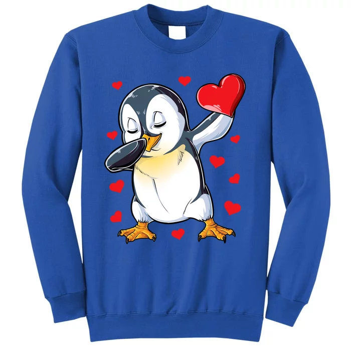 Dabbing Penguin Heart Valentines Day Bird Lovers Gift Tall Sweatshirt