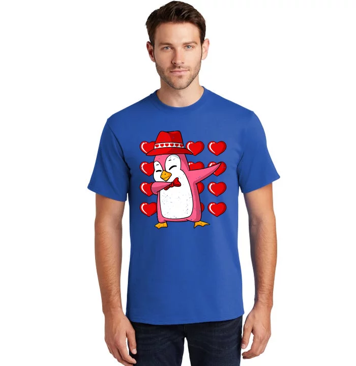 Dabbing Penguin Hearts Valentines Day Animal Love Wildlife Gift Tall T-Shirt