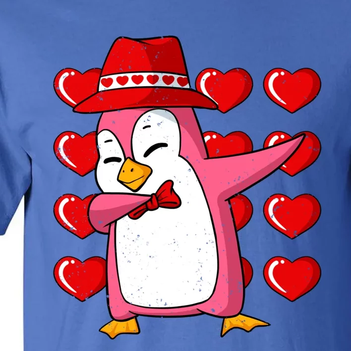 Dabbing Penguin Hearts Valentines Day Animal Love Wildlife Gift Tall T-Shirt