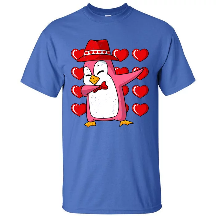 Dabbing Penguin Hearts Valentines Day Animal Love Wildlife Gift Tall T-Shirt