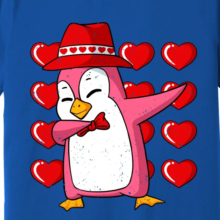 Dabbing Penguin Hearts Valentines Day Animal Love Wildlife Gift Premium T-Shirt