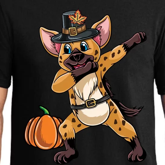 Dabbing Pilgrim Hyena Thanksgiving Gift Pajama Set