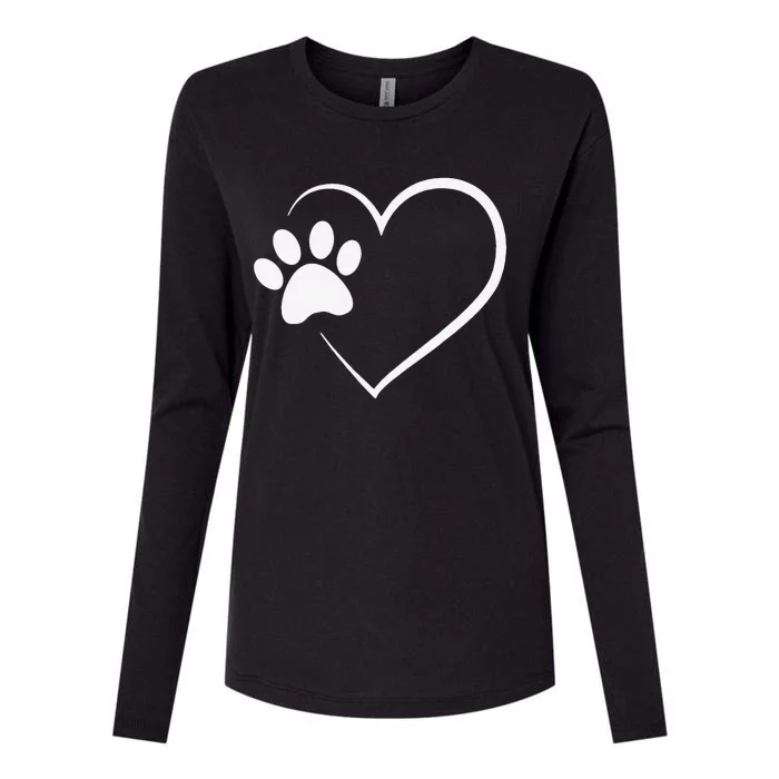 Dog Paw Heart Dog Lover Gift For Dog Moms Womens Cotton Relaxed Long Sleeve T-Shirt