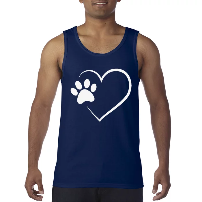 Dog Paw Heart Dog Lover Gift For Dog Moms Tank Top