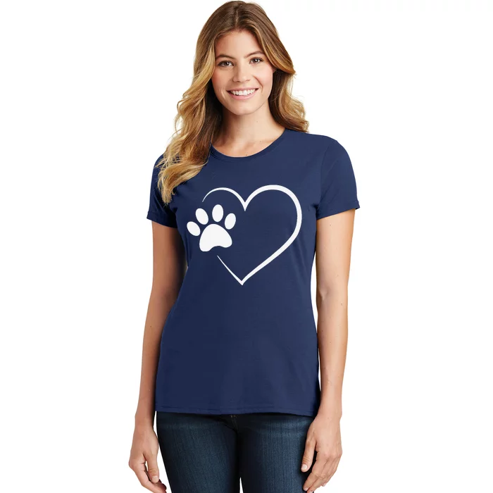 Dog Paw Heart Dog Lover Gift For Dog Moms Women's T-Shirt