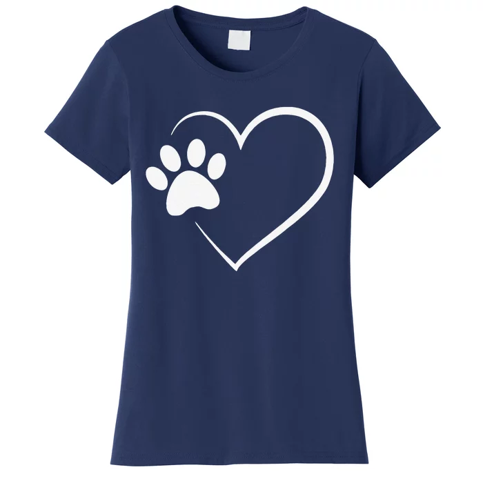 Dog Paw Heart Dog Lover Gift For Dog Moms Women's T-Shirt