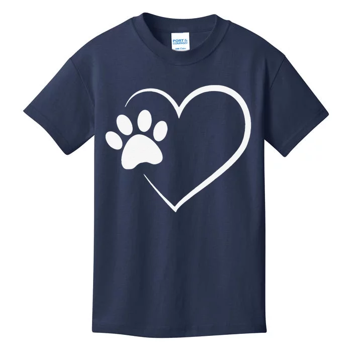 Dog Paw Heart Dog Lover Gift For Dog Moms Kids T-Shirt