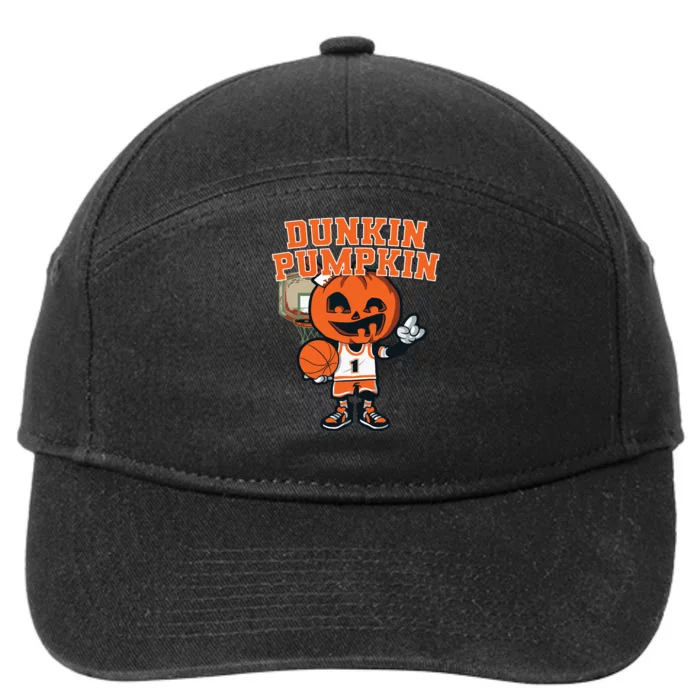 Dunkin Pumpkin Halloween Costume Funny Pumpkin Basketball 7-Panel Snapback Hat