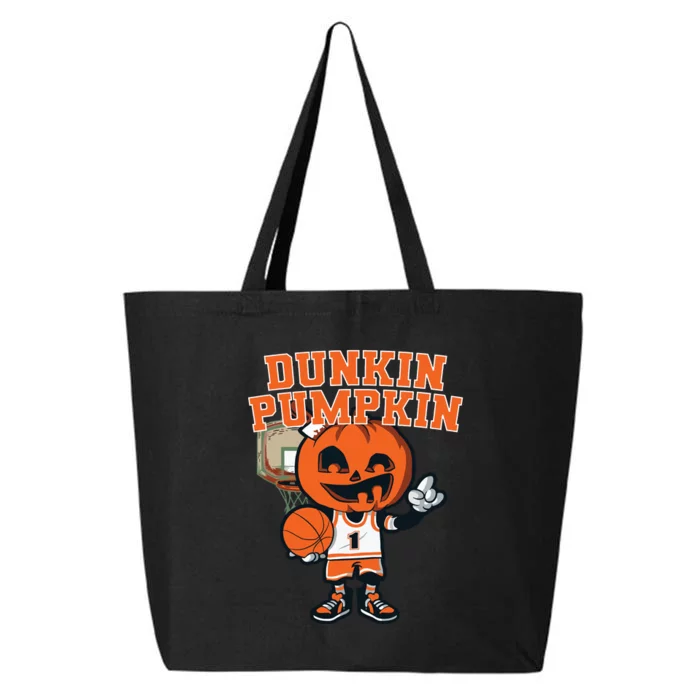 Dunkin Pumpkin Halloween Costume Funny Pumpkin Basketball 25L Jumbo Tote