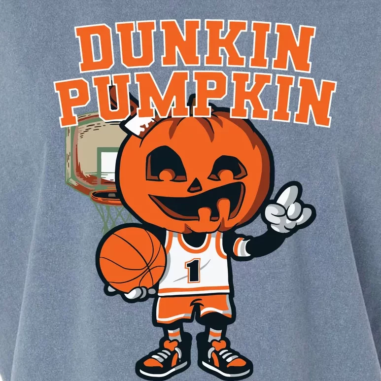 Dunkin Pumpkin Halloween Costume Funny Pumpkin Basketball Garment-Dyed Women's Muscle Tee