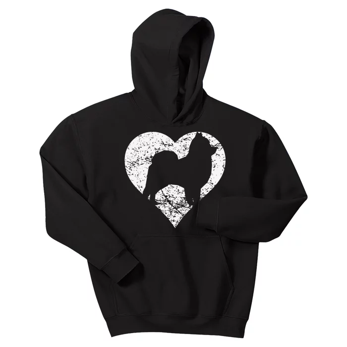 Distressed Pomeranian Heart Dog Owner Graphic Kids Hoodie