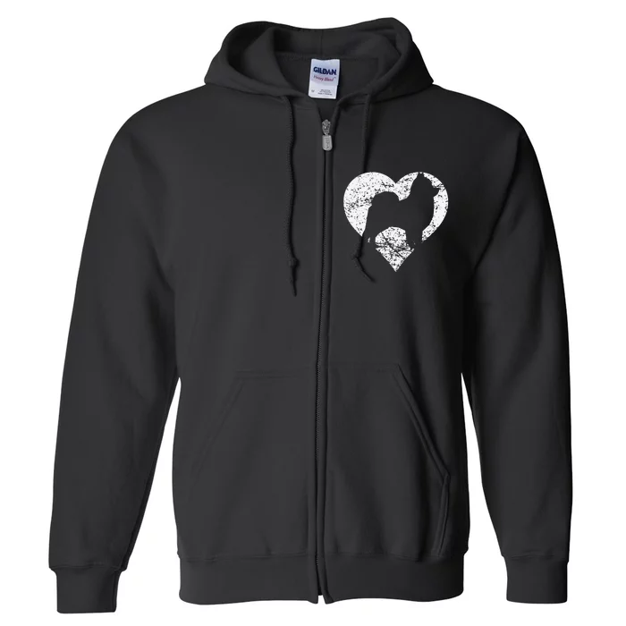 Distressed Pomeranian Heart Dog Owner Graphic Full Zip Hoodie