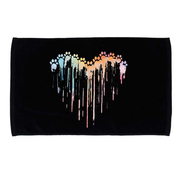 Dog Paws Heart Colorful. Watercolor Heart Dogs Paw Rainbow Microfiber Hand Towel