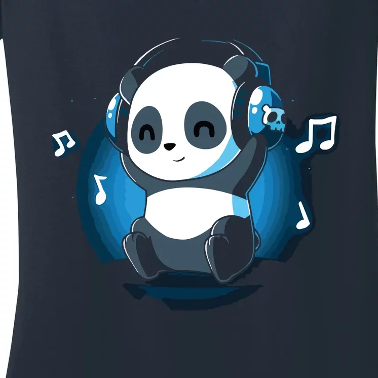 Dj Panda Headphones Women's V-Neck T-Shirt