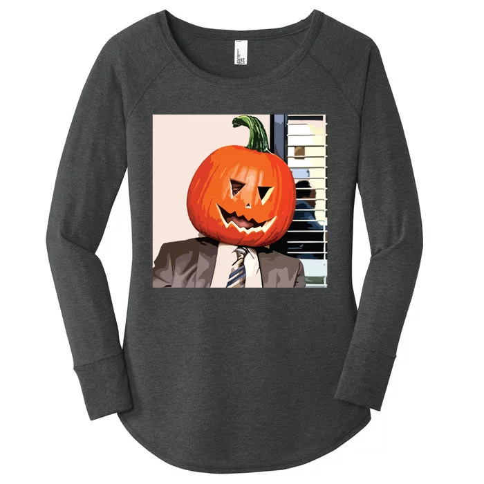 Dwight Pumpkin Head Women's Perfect Tri Tunic Long Sleeve Shirt