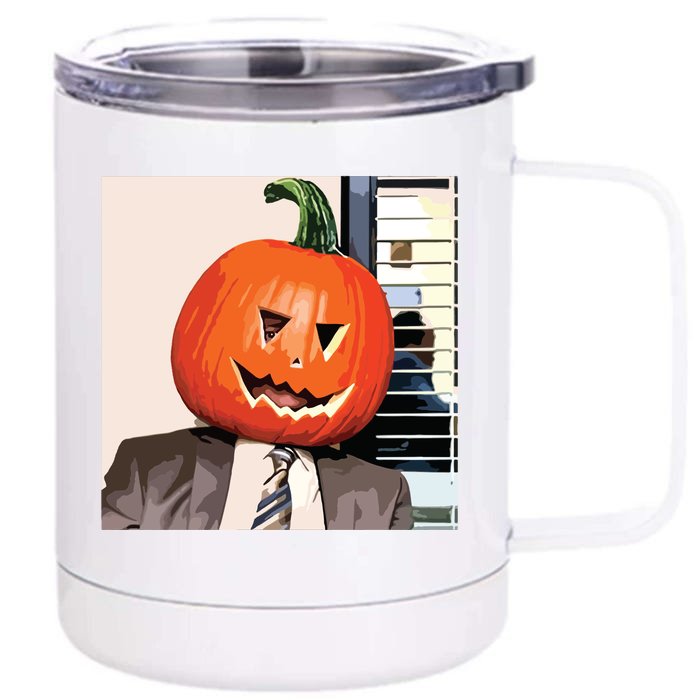 Dwight Pumpkin Head Front & Back 12oz Stainless Steel Tumbler Cup