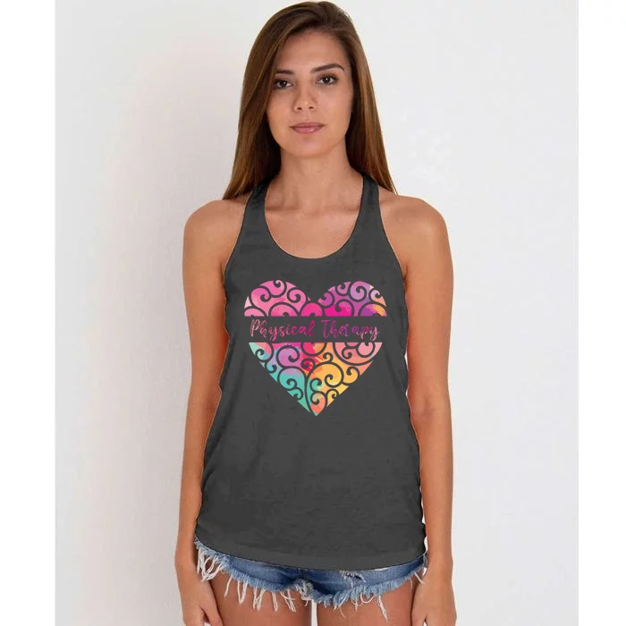 DPT PTA Heart Valentines Day Gift Love Physical Therapy Women's Knotted Racerback Tank