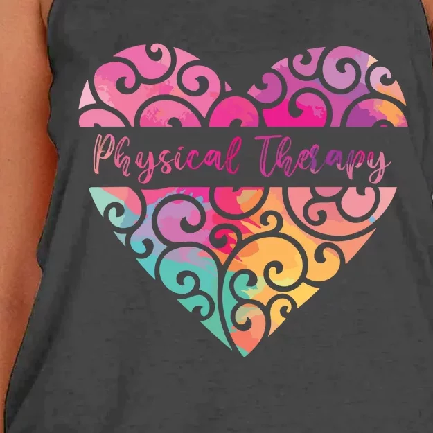 DPT PTA Heart Valentines Day Gift Love Physical Therapy Women's Knotted Racerback Tank