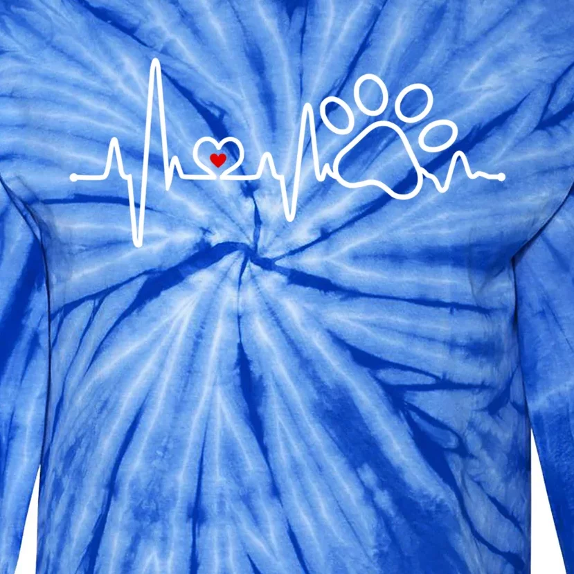 Dog Paw Heartbeat Clothing Cool Gift Dog Paw Gift Tie-Dye Long Sleeve Shirt