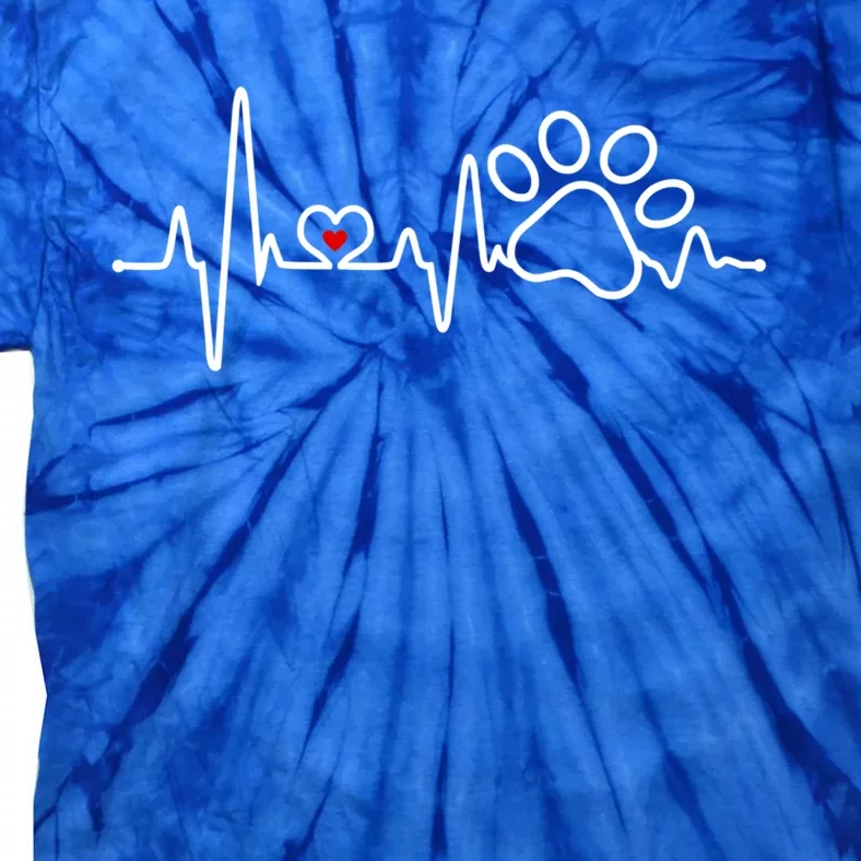 Dog Paw Heartbeat Clothing Cool Gift Dog Paw Gift Tie-Dye T-Shirt