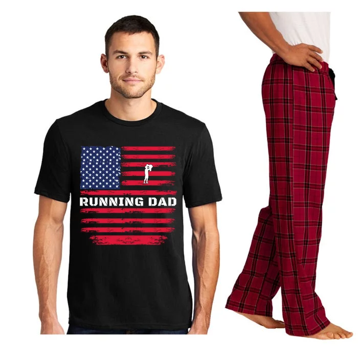 Daddy Protector Hero Fathers Day Camo American Flag Running Cool Gift Pajama Set