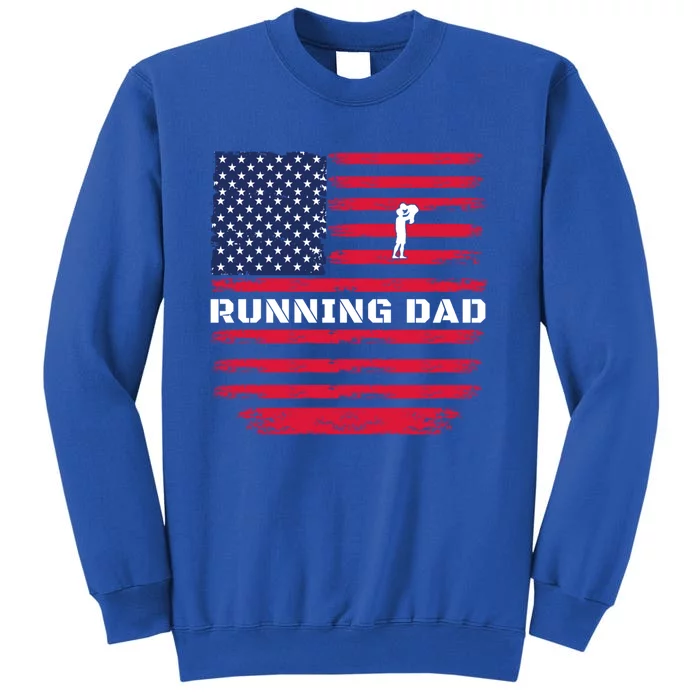 Daddy Protector Hero Fathers Day Camo American Flag Running Cool Gift Tall Sweatshirt