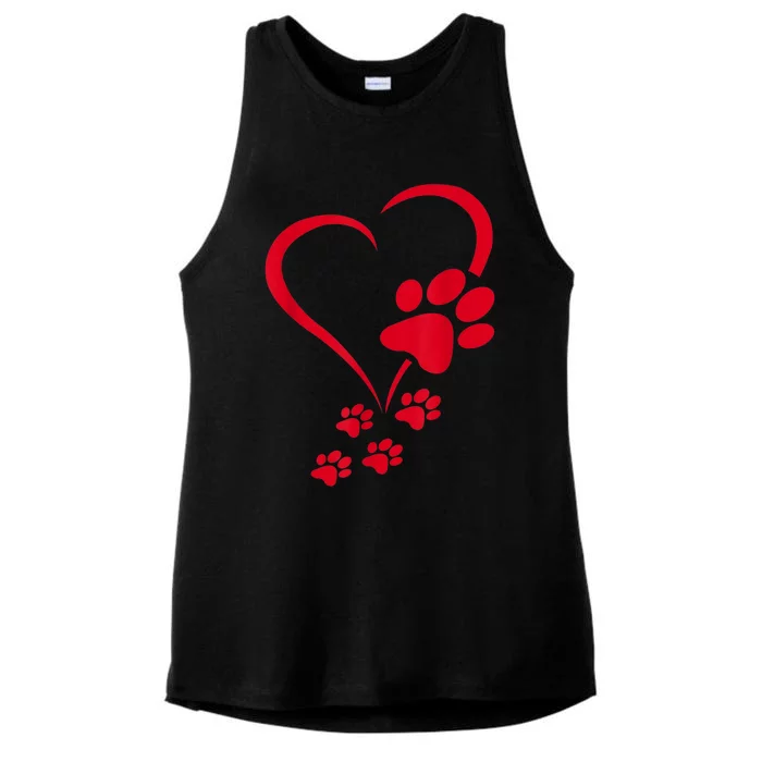 Dog Paws Hearts Baby Dogs Dog Paw Dog Paw Print Ladies Tri-Blend Wicking Tank