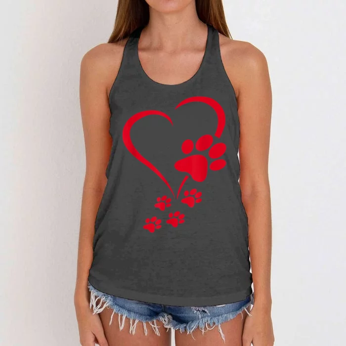 Dog Paws Hearts Baby Dogs Dog Paw Dog Paw Print Women's Knotted Racerback Tank