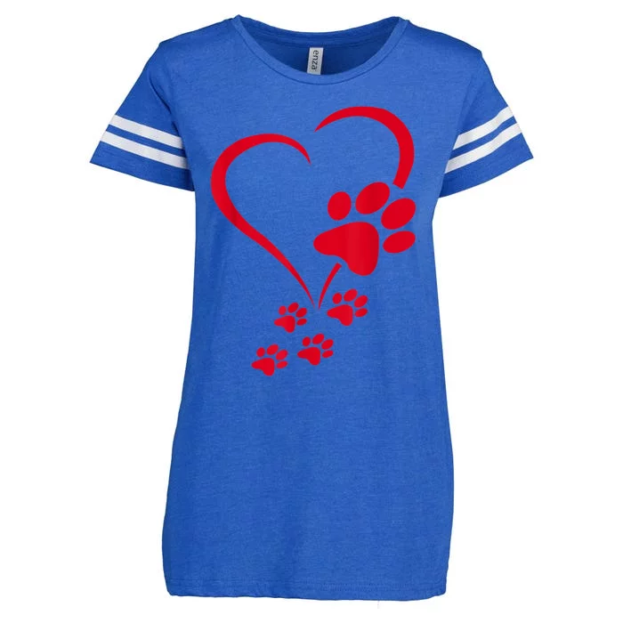 Dog Paws Hearts Baby Dogs Dog Paw Dog Paw Print Enza Ladies Jersey Football T-Shirt