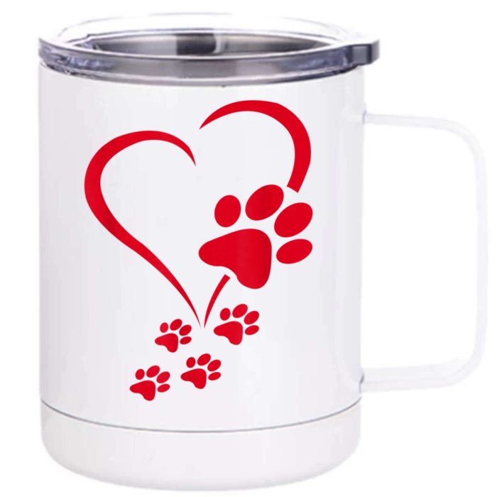 Dog Paws Hearts Baby Dogs Dog Paw Dog Paw Print Front & Back 12oz Stainless Steel Tumbler Cup