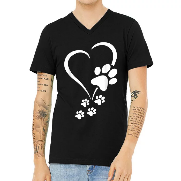 Dog Paws Hearts Baby Dogs Dog Paw Dog Paw Print V-Neck T-Shirt