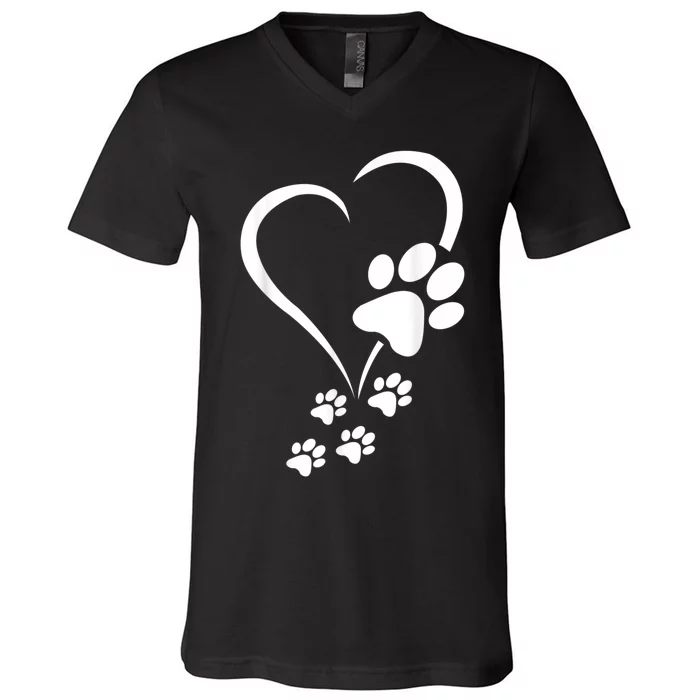 Dog Paws Hearts Baby Dogs Dog Paw Dog Paw Print V-Neck T-Shirt