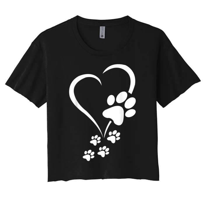 Dog Paws Hearts Baby Dogs Dog Paw Dog Paw Print Women's Crop Top Tee