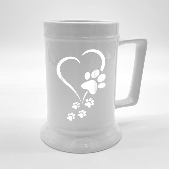 Dog Paws Hearts Baby Dogs Dog Paw Dog Paw Print Front & Back Beer Stein