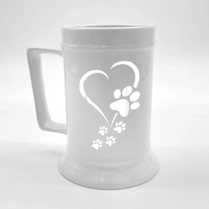 Dog Paws Hearts Baby Dogs Dog Paw Dog Paw Print Front & Back Beer Stein