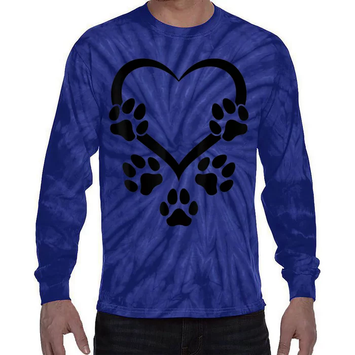 Dog Paw Heart Baby Dogs Dog Paws Hearts Dog Paw Tie-Dye Long Sleeve Shirt