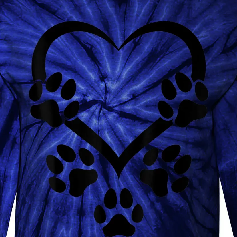 Dog Paw Heart Baby Dogs Dog Paws Hearts Dog Paw Tie-Dye Long Sleeve Shirt