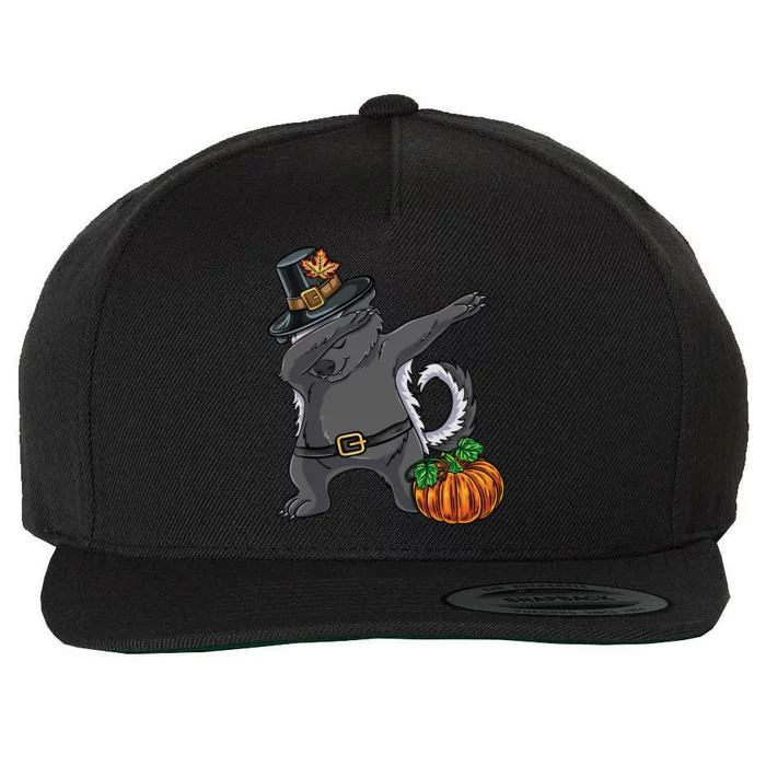 Dabbing Pilgrim Honey Badger Thanksgiving Gift Wool Snapback Cap