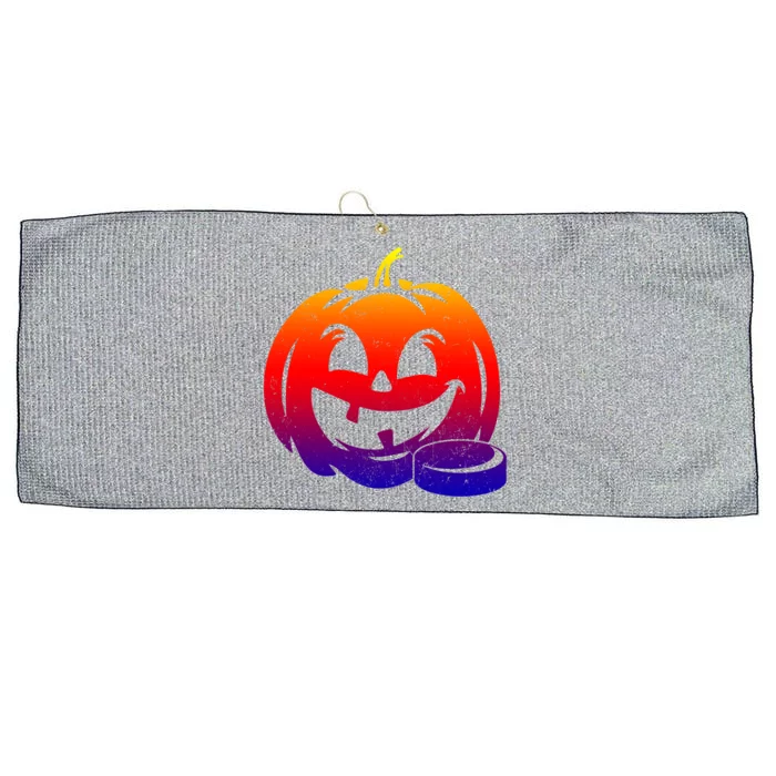 Distressed Pumpkin Hockey Halloween Hockey Player Gift Large Microfiber Waffle Golf Towel