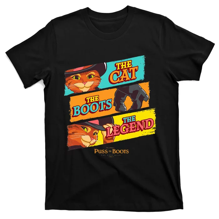 Dreamworks Puss In Boots The Last Wish Logo Panels T-Shirt