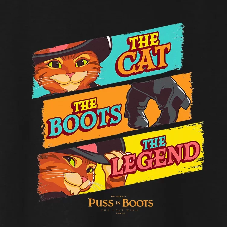 Dreamworks Puss In Boots The Last Wish Logo Panels Women's Crop Top Tee