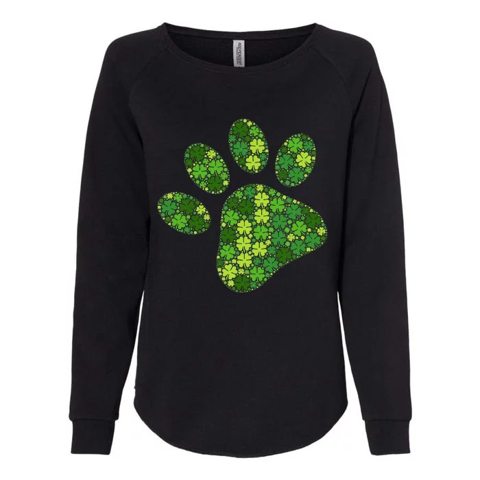 Dog Paw Irish Lucky Green Shamrock Clover St Patricks Day Womens California Wash Sweatshirt