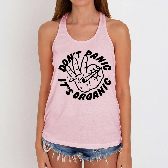 Don’t Panic It’s Organic Weed Joint Marijuana Women's Knotted Racerback Tank