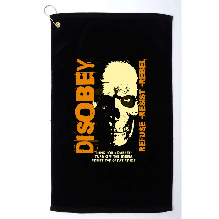 Disobey Politically Incorrect Resist The Great Reset Platinum Collection Golf Towel