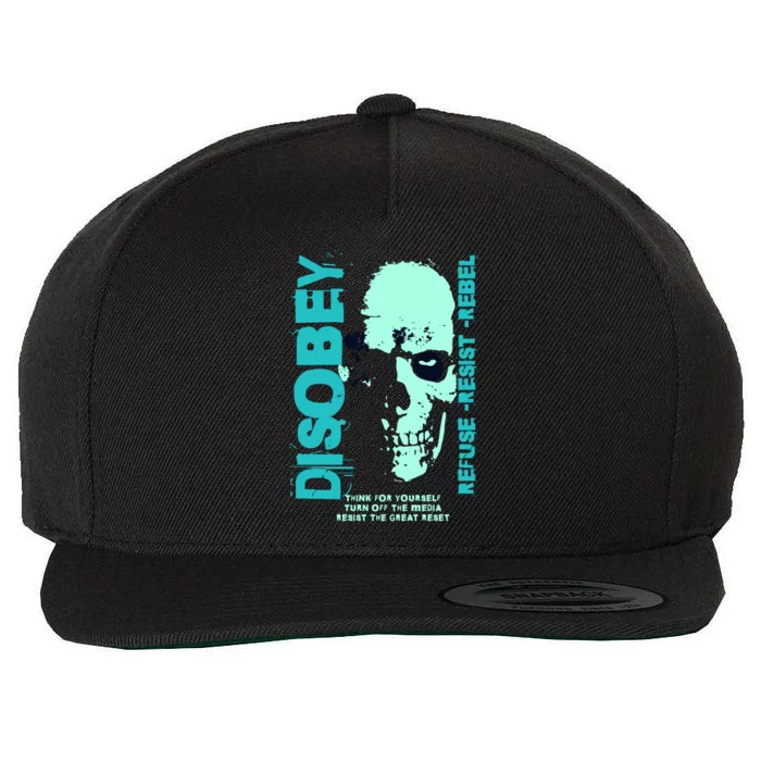 Disobey Politically Incorrect Resist The Great Reset Wool Snapback Cap