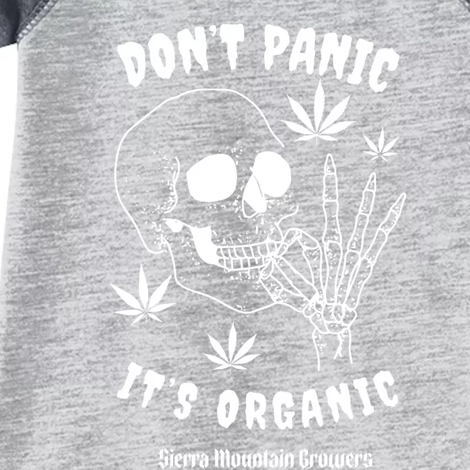 Don’t Panic It’s Organic Sierra Mountain Growers Happy 420 Day Funny Infant Baby Jersey Bodysuit