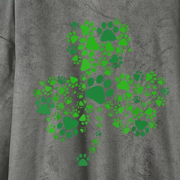 Dog Paw Irish Lucky Green Shamrock Clover St Patricks Day Hooded Wearable Blanket