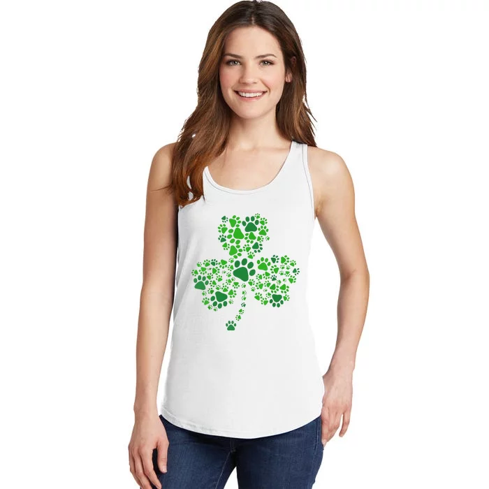 Dog Paw Irish Lucky Green Shamrock Clover St Patricks Day Ladies Essential Tank