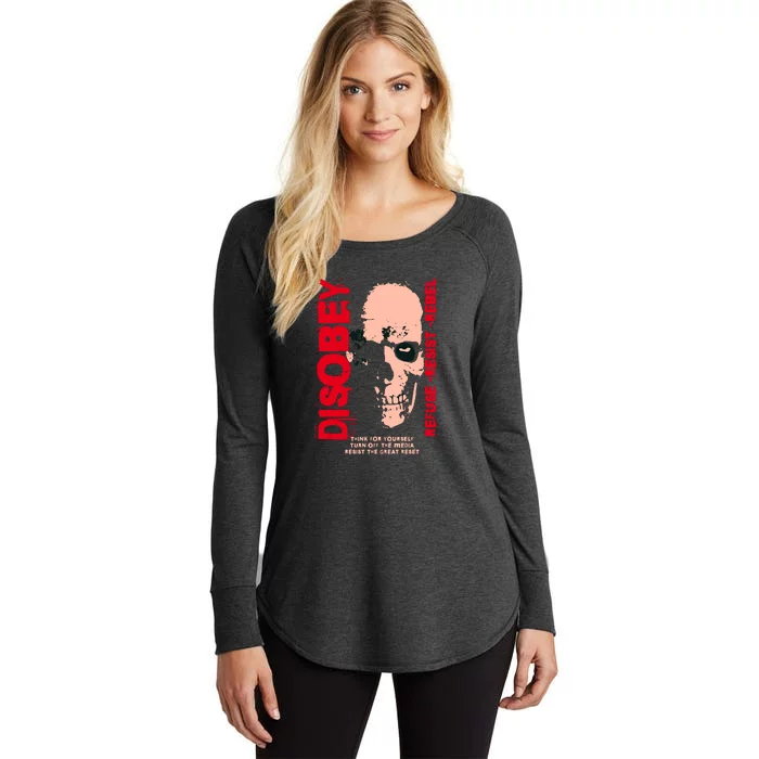 Disobey Politically Incorrect Resist The Great Reset Women's Perfect Tri Tunic Long Sleeve Shirt