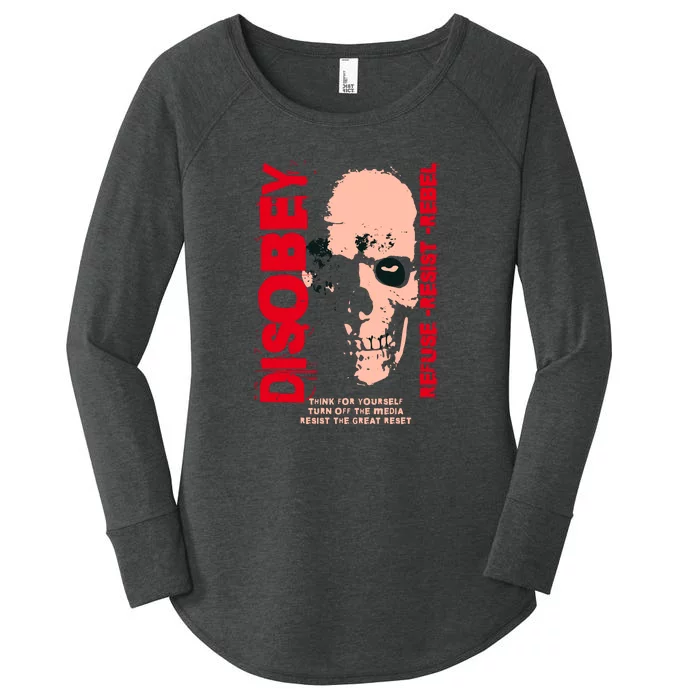 Disobey Politically Incorrect Resist The Great Reset Women's Perfect Tri Tunic Long Sleeve Shirt